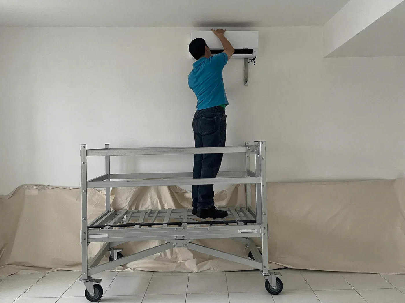 Dust sheets first, then the drill