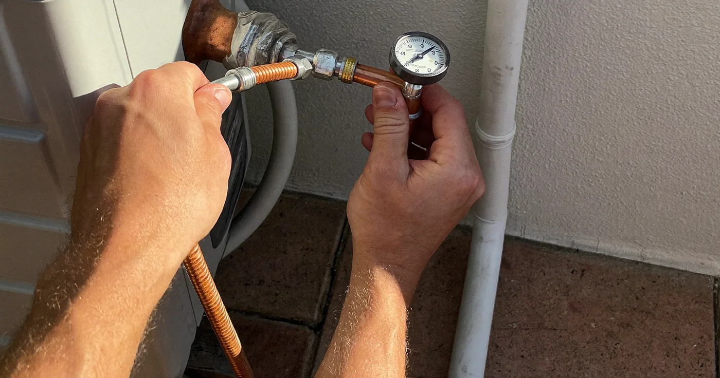 Pressure test on the pipework